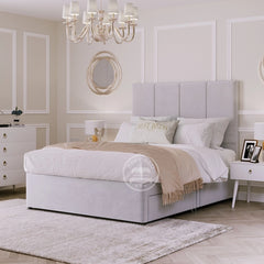 SleepAura Upholstered Bed Frame with Ottoman  Divan Storage Options 3ft to 6ft