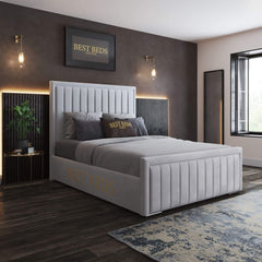 Upholstered Modern Silver Fabric Beds Frame