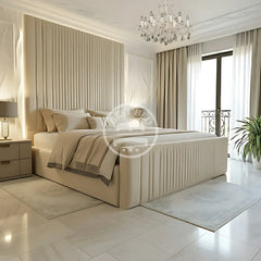 Ultron Upholstered Cream Bed Frame With Ottoman | Divan Storage Options 3ft-6ft