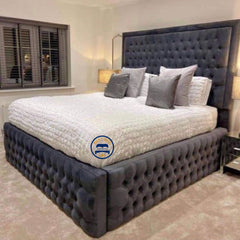 Upholstered Chesterfield Bed Frame With Ottoman Storage 3ft-6ft