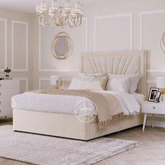 VelvetDream Upholstered Bed Frame with Ottoman  Divan Storage Options 3ft to 6ft