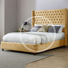 Carolina York Baby Pink Wingback bed