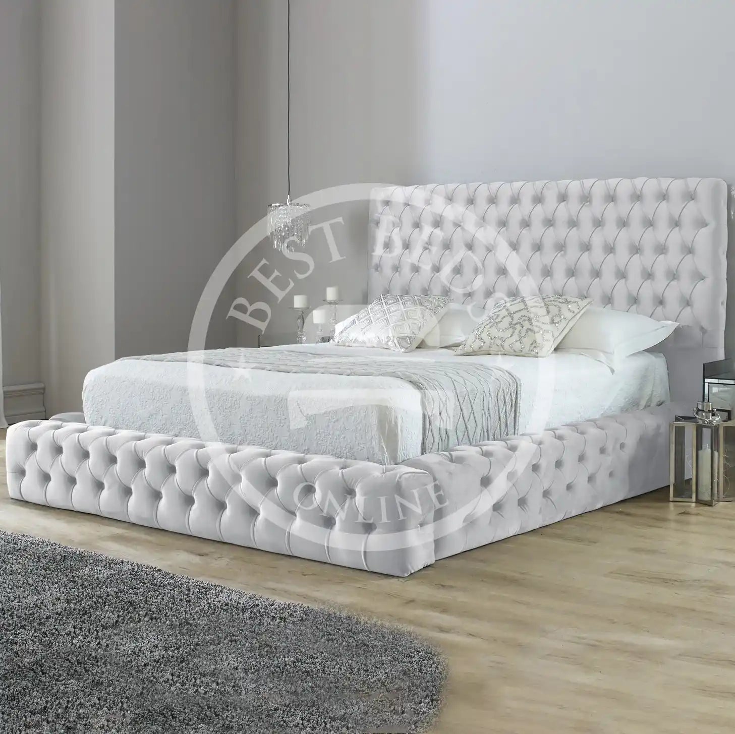 White Michigan Ambassador Fully Chesterfield Upholstered Bed Frame