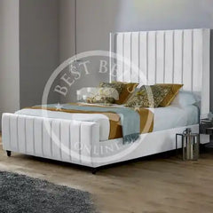 White_Saline_Upholstered_Bed_Frame