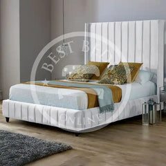 White Stockholm Wingback Upholstered Bed Frame