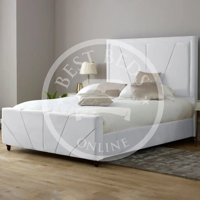 Load image into Gallery viewer, White Upholstered Fabric Bed Frame With Storage
