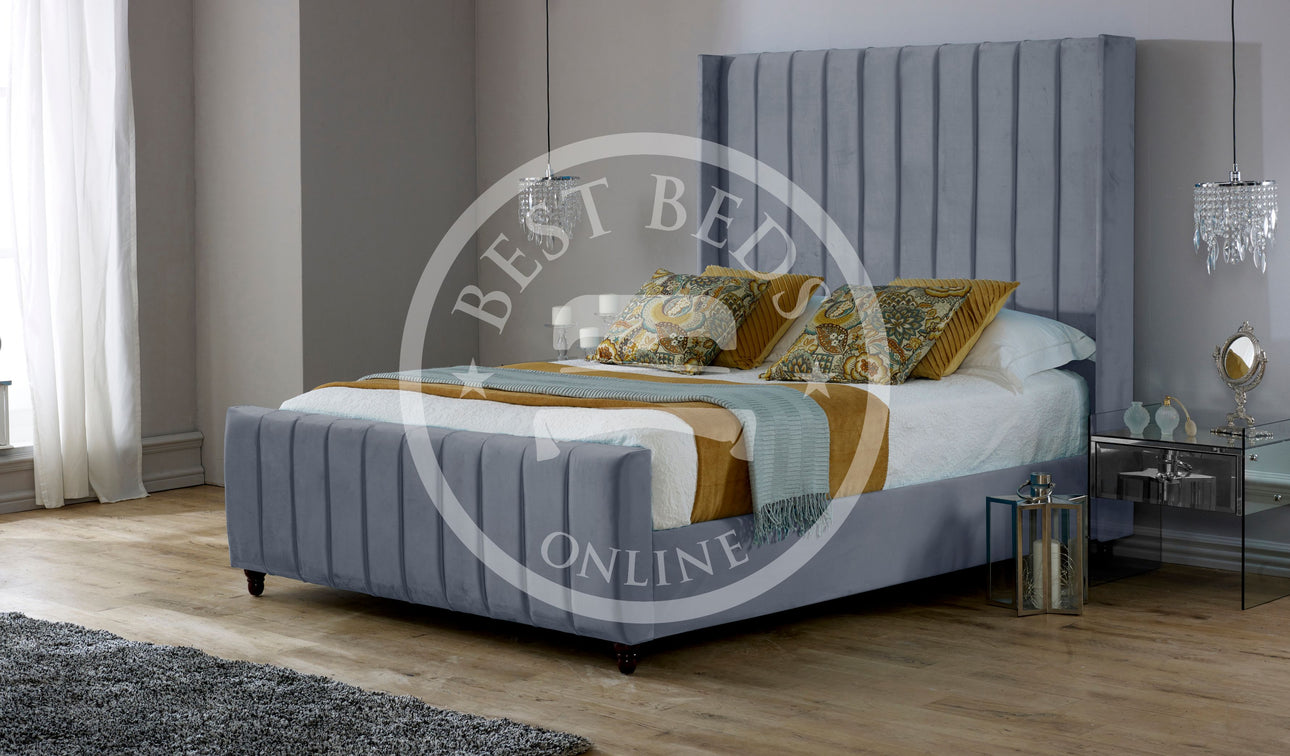 Grey Wingback upholstered bed Frame