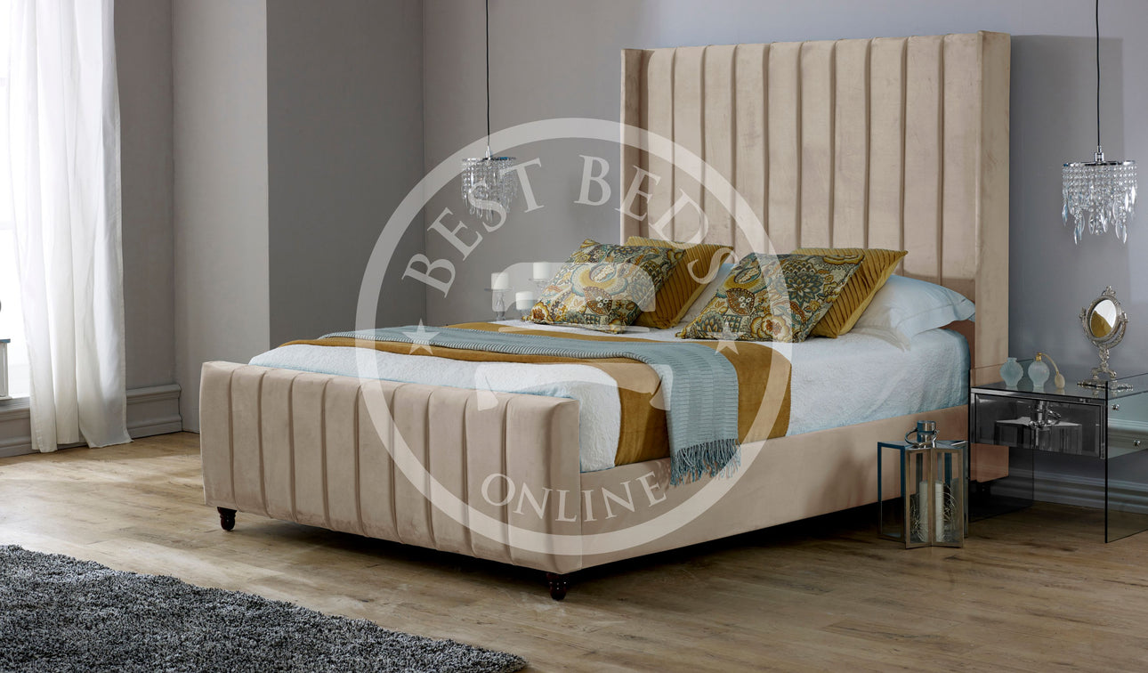 Cream Wingback upholstered bed Frame