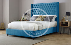 Carolina York Blue Wingback Bed