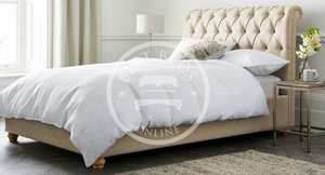 Chesterfield Scroll Fabric Upholstered Bed Frame